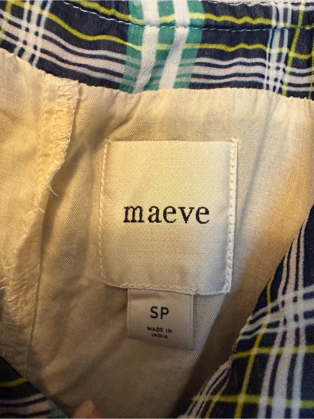 Maeve Sleeveless Asymmetric Plaid Midi Dress Size SP - Picture 6 of 7